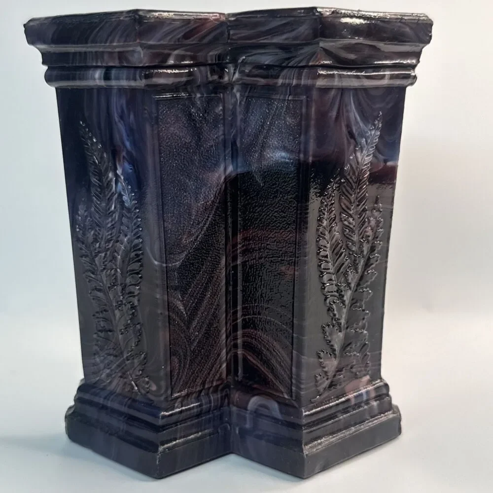 Antique 1880 Sowerby Purple/White Malachite - Double Fern and Cattails